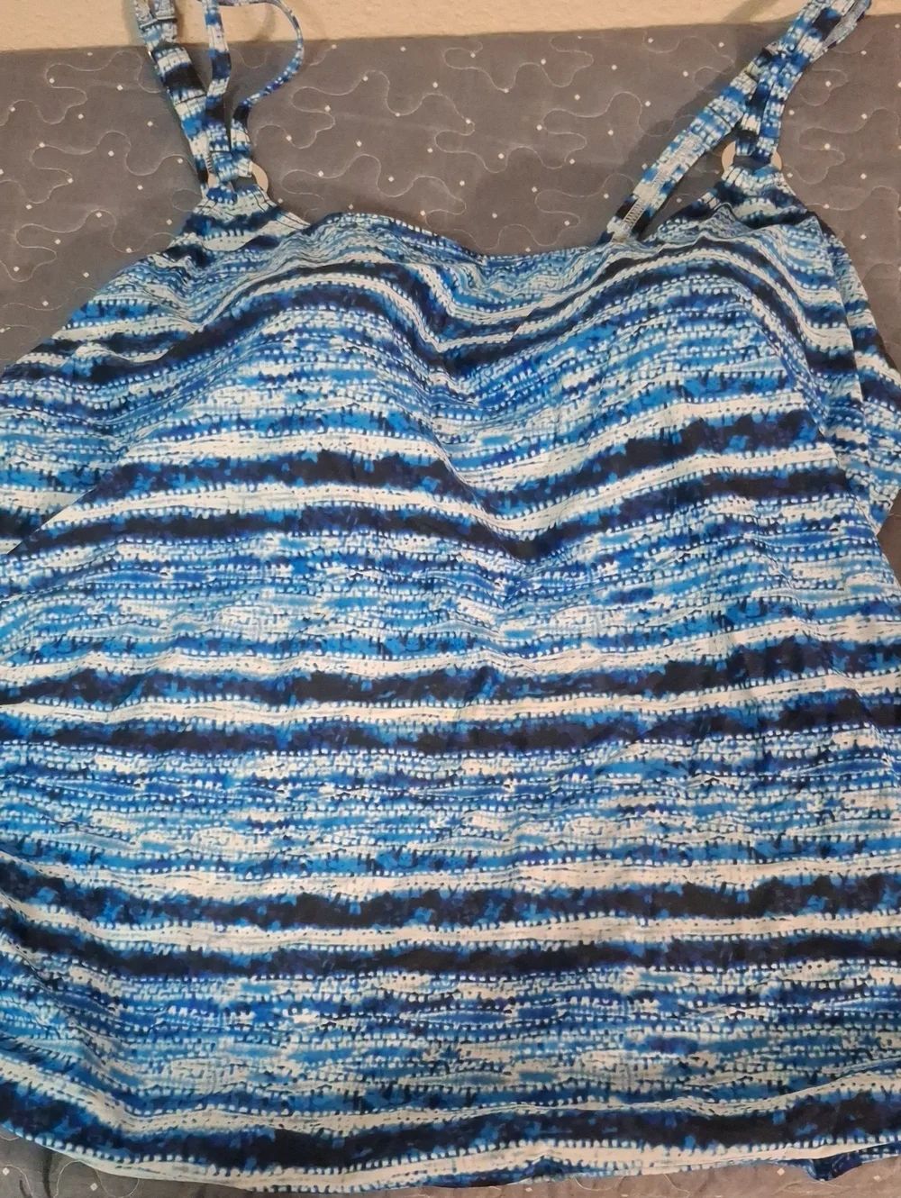 Croft & Barrow Blue Striped Women's Tankini Swim Top size 3X